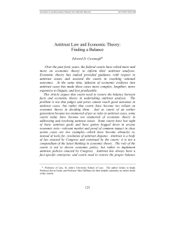 Antitrust Law and Economic Theory: Finding a Balance