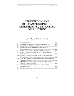 student online off-campus speech: assessing &ldquo;substantial disruption&rdquo;