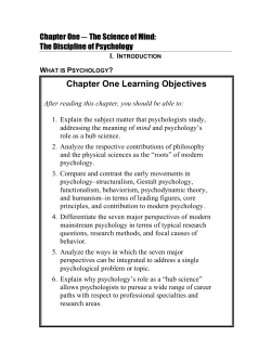Chapter One Learning Objectives