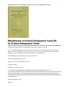 The Mahabharata of Krishna-Dwaipayana Vyasa