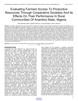 Evaluating Farmers Access To Productive Resources Through