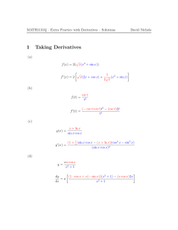 1 Taking Derivatives