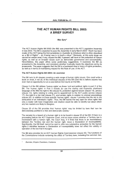the act human rights bill 2003: a brief survey