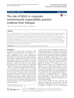 The role of NGOs in corporate environmental responsibility practice