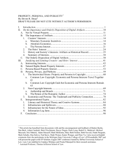 Property, Persona, and Publicity - DePaul University College of Law