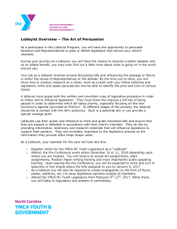 Lobbyist Overview &ndash; The Art of Persuasion