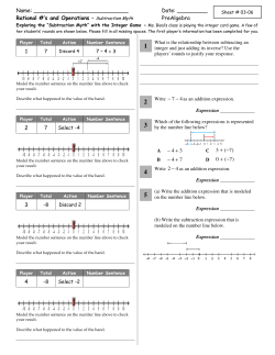 Date: ______ Rational #`s and Operations &ndash; Subtraction Myth