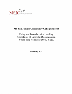 Discrimination Policy - Mt. San Jacinto College
