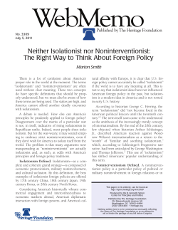 Neither Isolationist nor Noninterventionist: The Right Way to Think