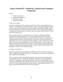 Aspen Tutorial #5: Sensitivity Analysis and Transport Properties