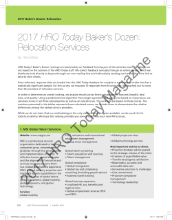 to view the full 2017 Relocation Baker`s Dozen results.