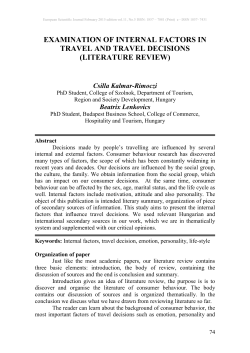 examination of internal factors in travel and travel decisions