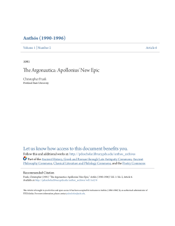 The Argonautica: Apollonius` New Epic - PDXScholar