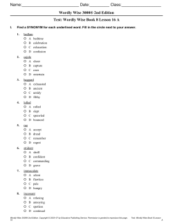 Wordly Wise 3000&reg; 2nd Edition Test: Wordly Wise Book 8 Lesson