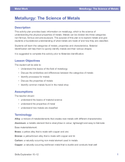 Metallurgy: The Science of Metals