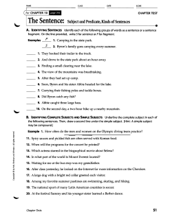The Sentence: Subject and Predicate, Kinds of Sentences