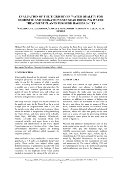 evaluation of the tigris river water quality for domestic and irrigation