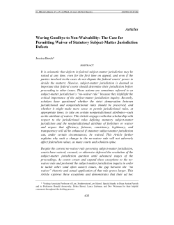 The Case for Permitting Waiver of Statutory Subject