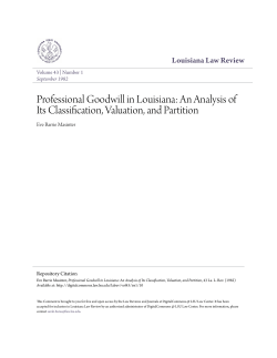 Professional Goodwill in Louisiana: An Analysis of Its Classification