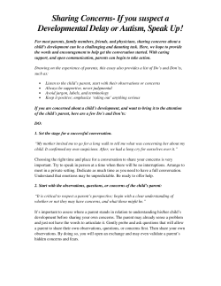 Sharing Concerns- If you suspect a Developmental Delay or
