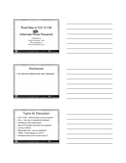 Road Map to ICD-10 CM