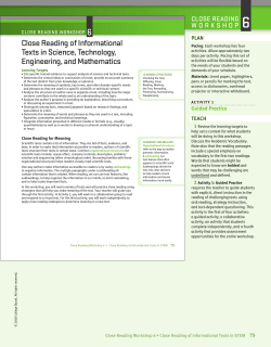 Close Reading of Informational Texts in Science, Technology