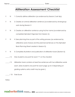 Alliteration Assessment Checklist