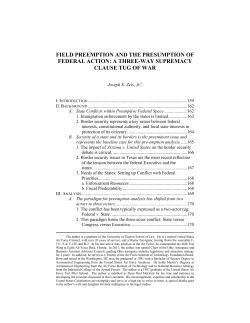 field preemption and the presumption of federal action