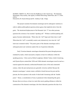 the dramatic monologue, polyvocality, and agency in