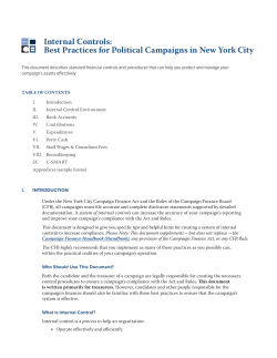 Internal Controls - New York City Campaign Finance Board