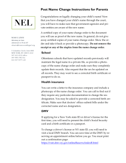 Post Name Change Instructions for Parents