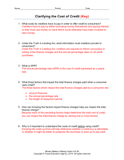Clarifying the Cost of Credit (Key)