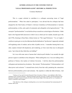 Gender and Race in the Construction of &ldquo;Legal Professionalism&rdquo;