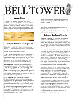 Inaugural issue Twenty sentences or less: Plagiarism Reference