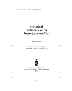 Historical Dictionary of the Russo&ndash;Japanese War