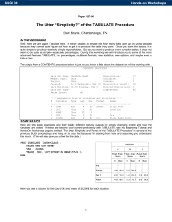 127-30: The Utter "Simplicity" and Power of the TABULATE