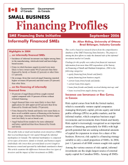 Small Business Financing Profiles: Informally Financed SMEs