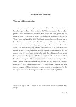 Chapter 2—Chinese Nationalisms The origins of Chinese