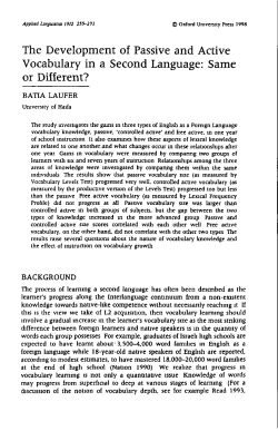 The Development of Passive and Active Vocabulary in a