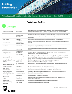 June 16, 2016 - Participant Profiles #1