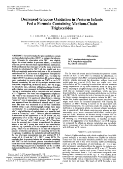 Decreased Glucose Oxidation in Preterm Infants Fed a Formula