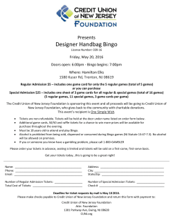 Designer Handbag Bingo - Credit Union of New Jersey