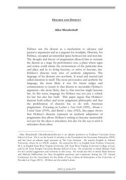 Holmes and Dissent - The Journal Jurisprudence