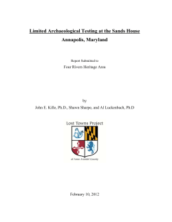 Limited Archaeological Testing At The Sands House Annapolis