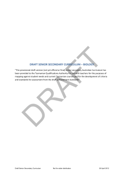 DRAFT SENIOR SECONDARY CURRICULUM &ndash; BIOLOGY