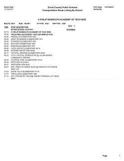 After School Activity Routes - Duval County Public Schools