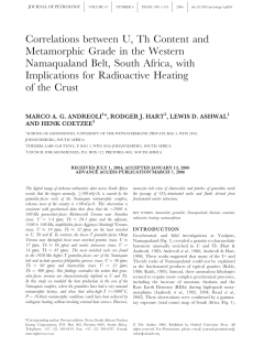 Correlations between U, Th Content and