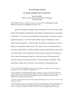 "The Woodchopper Revisited: On Analogy, Halakhah, and Jewish