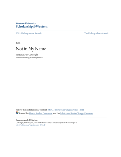 Not in My Name - Scholarship@Western