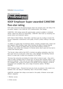 IOOF Employer Super awarded CANSTAR five